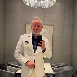 Jos A Bank Modern Slim White Blazer Linen Cotton Blend 40R